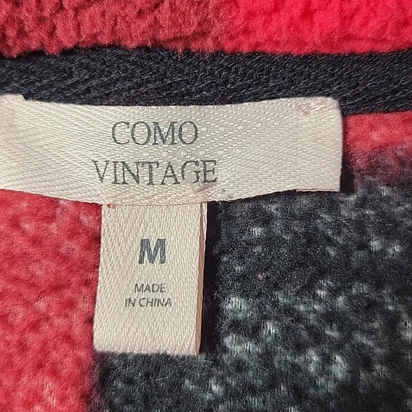 COMO VINTAGE Black and Red Plaid Gold Sequined Christmas Sweater Medium - Picture 6 of 6